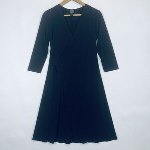 Clara Sun Woo Black Stretch Long Sleeve Wrap Open Front‎ Dress Womens Small
